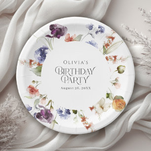 Elegant Luxury Floral Birthday Party Paper Plate