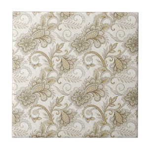 Elegant Luxury Floral Paisley Design Pattern Art Tile