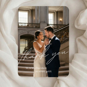 Elegant Luxury Full Photo Wedding Thank You Card