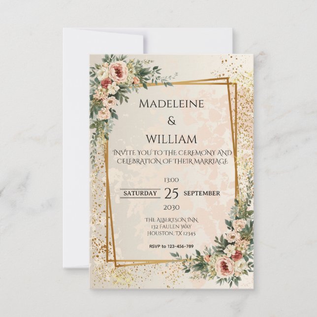Elegant Luxury Garden FloralWedding RSVP Card (Front)