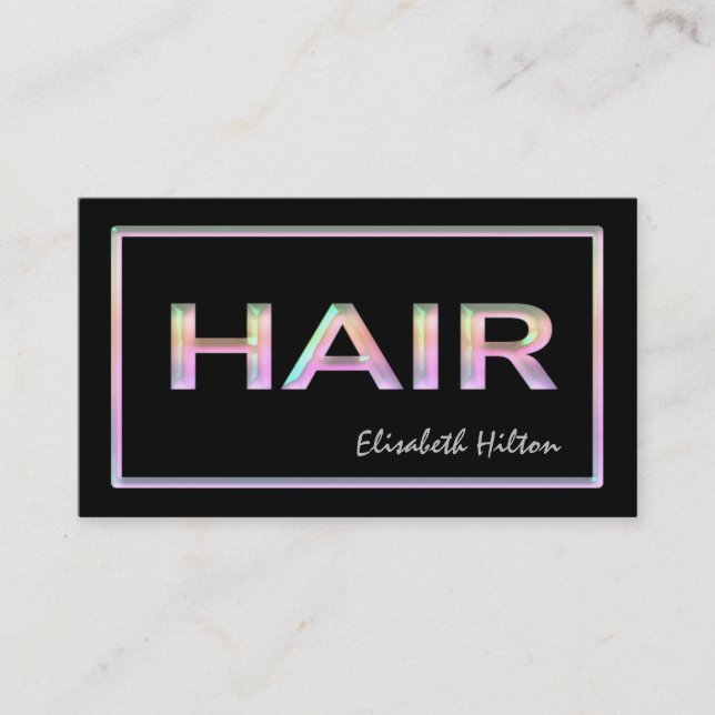 Elegant luxury glamourous holographic HAIR Business Card (Front)