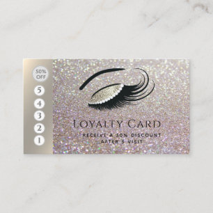 Elegant luxury glittery diamond lashes makeup eye loyalty card