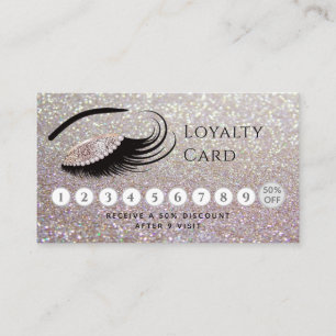Elegant luxury glittery diamond lashes makeup eye loyalty card