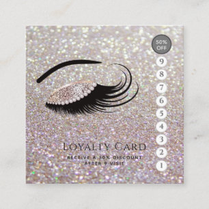 Elegant luxury glittery diamond lashes makeup eye loyalty card