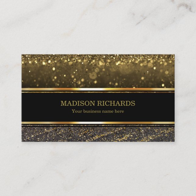 Elegant Luxury Gold Black Business Card (Front)