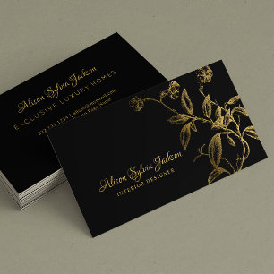 Elegant luxury gold black calligraphy script  business card