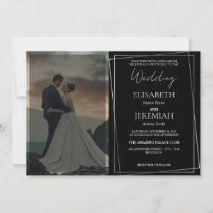 Elegant Luxury Gold & Black Overlay Photo Wedding Invitation