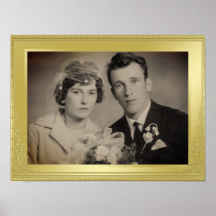 Elegant luxury gold border frame custom photo poster