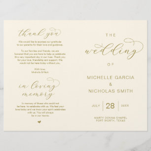 Elegant Luxury Gold, Foldable Wedding Programs