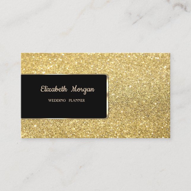 Elegant Luxury Gold Glitter Bokeh Business Card (Front)