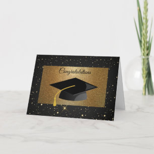 Elegant,Luxury,Gold Glitter,Stars,Graduation Cap, Card