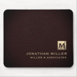 Elegant Luxury Gold Initial Logo Mouse Mat<br><div class="desc">This modern luxury mouse pad is the perfect addition to any office or workspace. The sleek design features a gold initial logo in classic block typography, adding a touch of personalisation, on a rich oxblood leather print background. The non-slip base ensures that the mouse pad stays in place while you...</div>