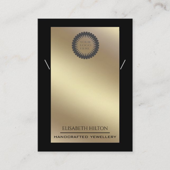 Elegant luxury gold  Logo NECKLACE DISPLAY Business Card (Front)