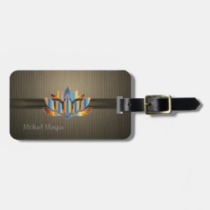 Elegant Luxury Gold Lotus,Striped  Luggage Tag