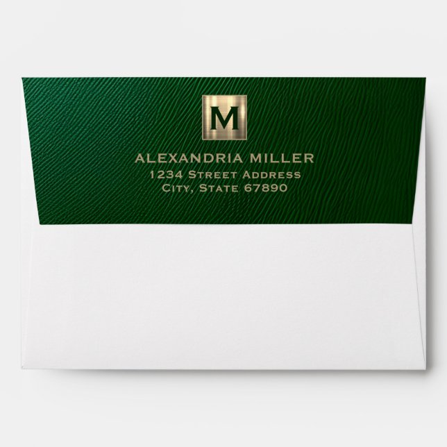 Elegant Luxury Gold Monogram Return Address Envelope (Back (Top Flap))