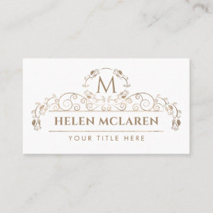 Elegant Luxury Gold Monogram with Roses Business C Card