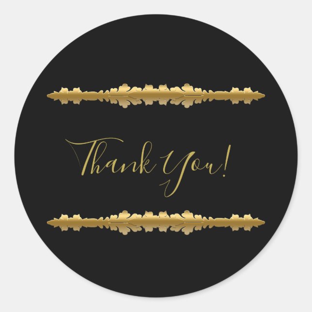 Elegant Luxury Gold Ornamental Wedding Classic Round Sticker (Front)