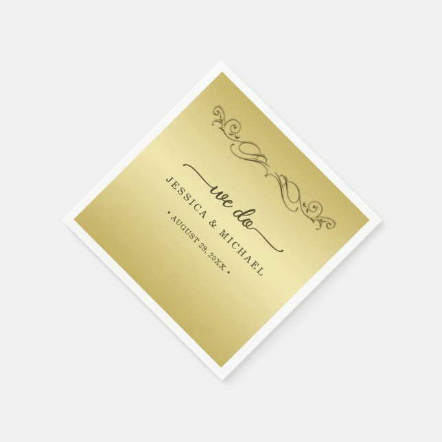 Elegant Luxury Gold Ornate wedding Napkin (Corner)