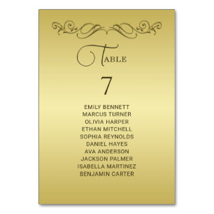 Elegant Luxury Gold Ornate wedding Table Number