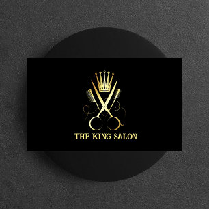 Elegant Luxury Gold Scissor & Black Hair Stylist  Business Card