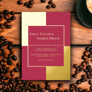 Elegant Luxury Gold Script Magenta Framed Wedding