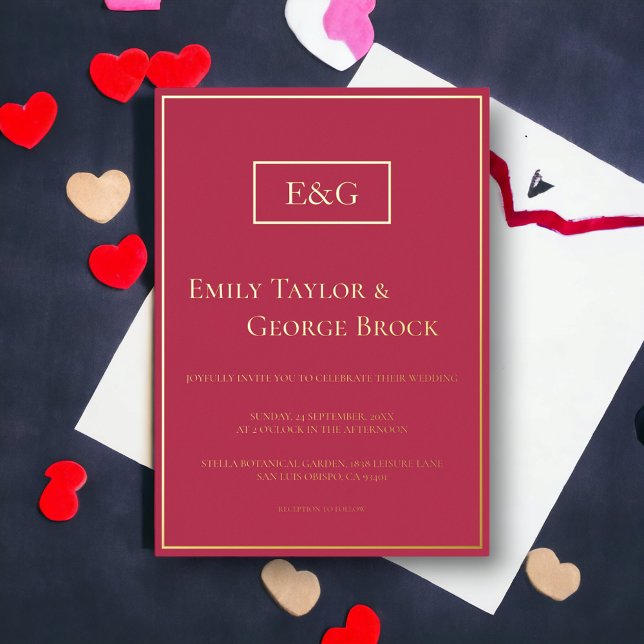 Elegant Luxury Gold Script Magenta Modern Wedding (Creator Uploaded)