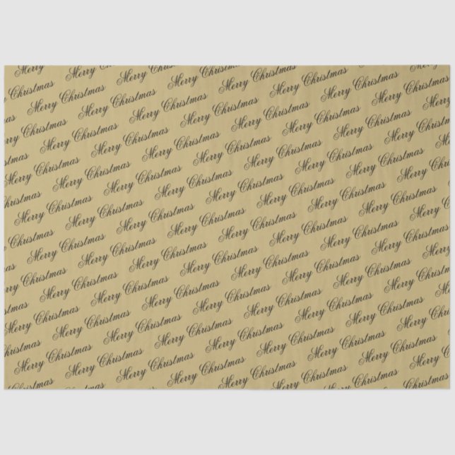 Elegant Luxury Gold Script Merry Christmas Tissue Paper (Front)