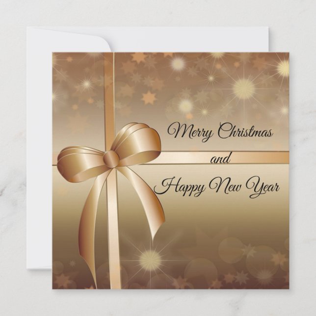 Elegant, Luxury, Gold, Shiny, Holiday Card (Front)