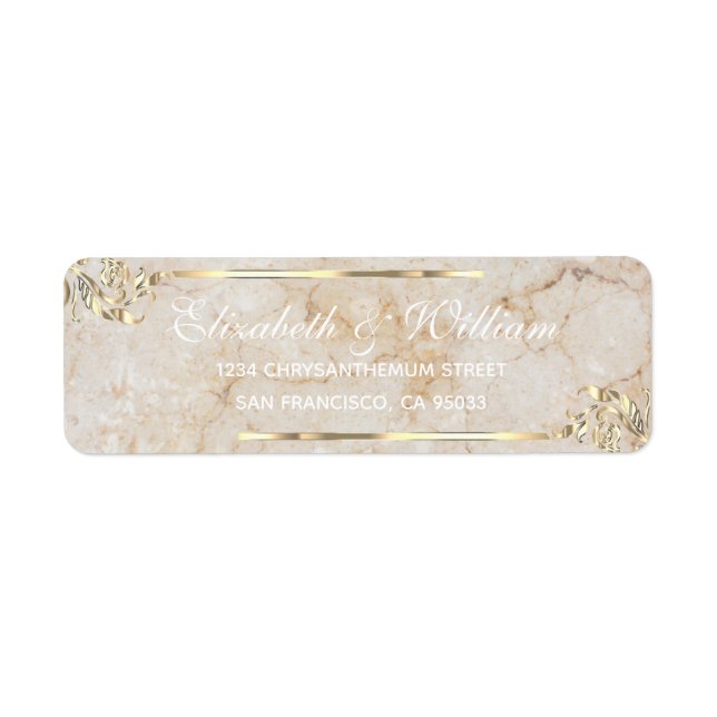 Elegant luxury Gold stone Return Address    Label (Front)