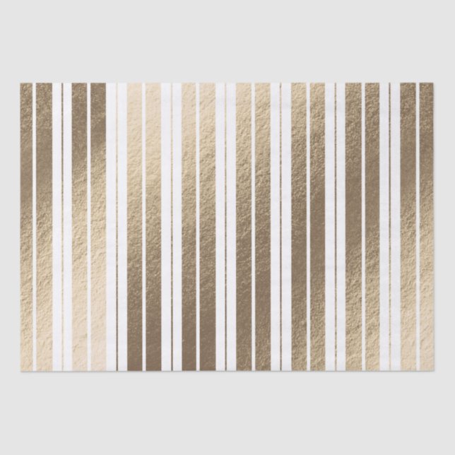 Elegant Luxury Gold White Striped Christmas  Tissue Paper (Front)