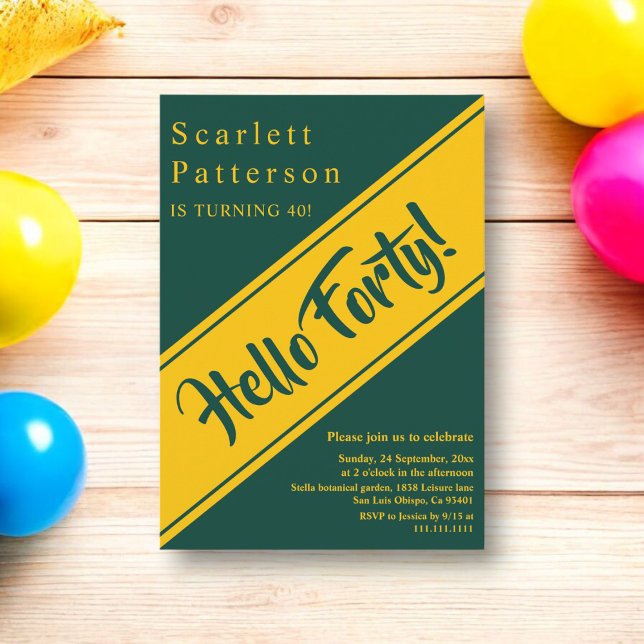 Elegant Luxury Green And Gold Chic 40th Birthday Invitation (Creator Uploaded)