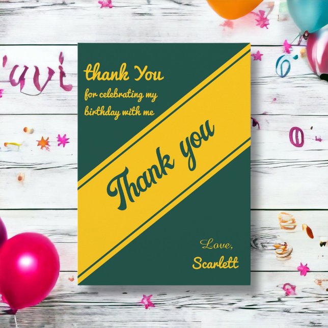 Elegant Luxury Green And Gold Chic Birthday Thank You Card (Creator Uploaded)