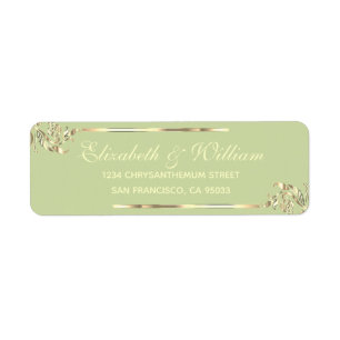 Elegant luxury Green Gold Return Address