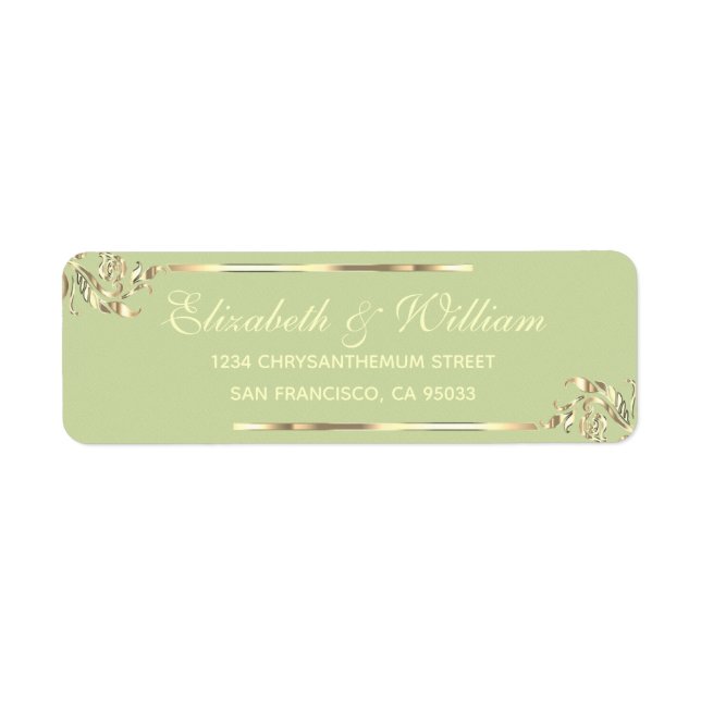 Elegant luxury Green Gold Return Address (Front)