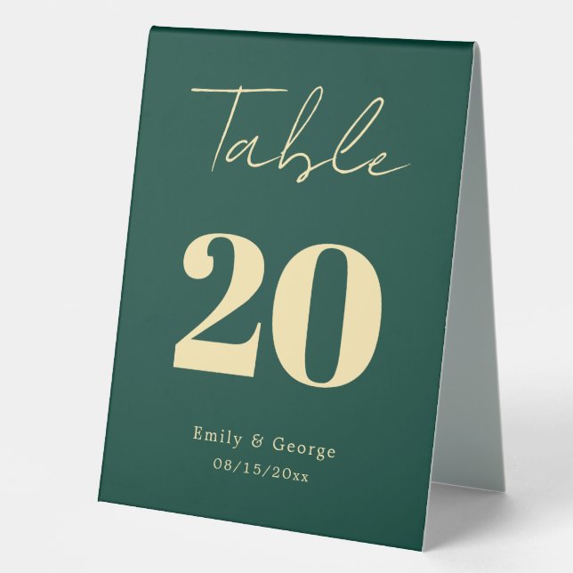 Elegant Luxury Green Gold Script Modern Wedding (Front)