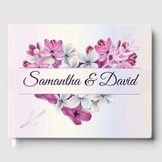 Elegant Luxury Heart Floral design Guest Book (Front)