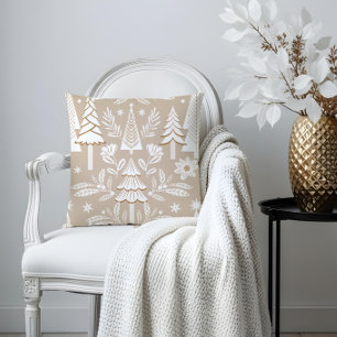 Elegant Luxury Holiday Evergreen Forest & Floral Cushion