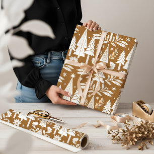 Elegant Luxury Holiday Evergreen Forest & Floral Wrapping Paper