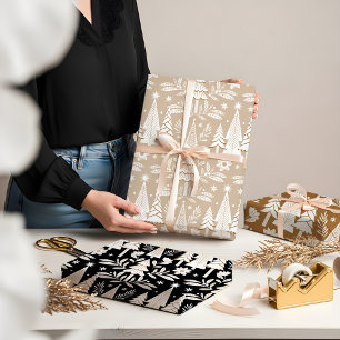Elegant Luxury Holiday Evergreen Forest & Floral Wrapping Paper Sheet