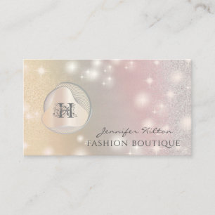 Elegant luxury  hologram abstract pearl monogram business card