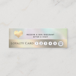 Elegant luxury holographic gold heart loyalty card
