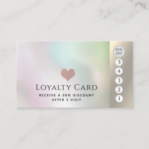Elegant luxury holographic pink heart loyalty card