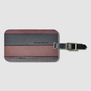 Elegant Luxury Leather Look Brown Black Luggage Tag