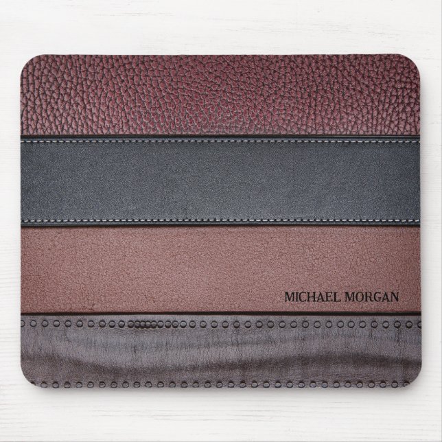 Elegant Luxury Leather Look Brown Black Mouse Mat (Front)