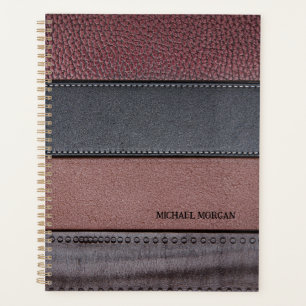 Elegant Luxury Leather Look Brown Black Planner