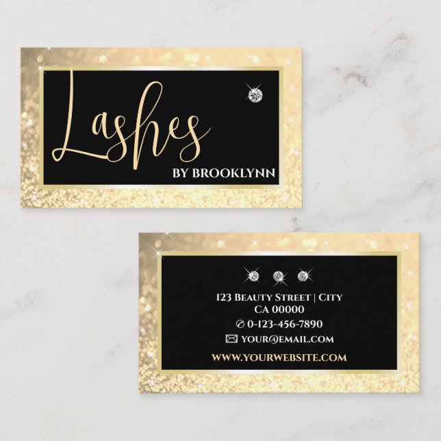 Elegant Luxury Light Gold Ombre Sparkling Diamond Business Card (Front/Back)