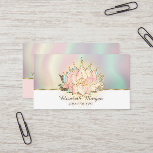 Elegant Luxury Lotus Colourful Holographic Business Card