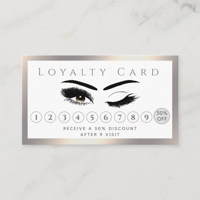 Elegant luxury luminous  lashes makeup eyes wink loyalty card (Front)
