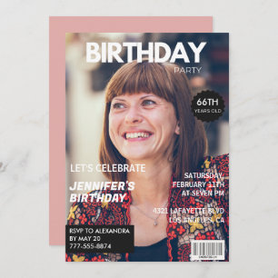 Elegant Luxury Magazine Photo 66th birthday Invitation