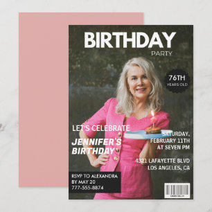 Elegant Luxury Magazine Photo 76th birthday Invitation